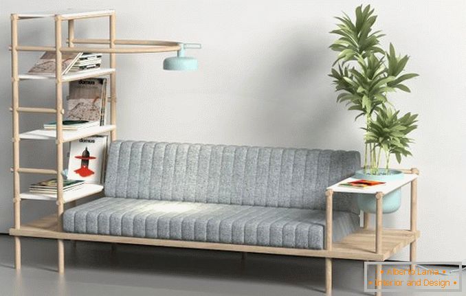 Couch with a shelf