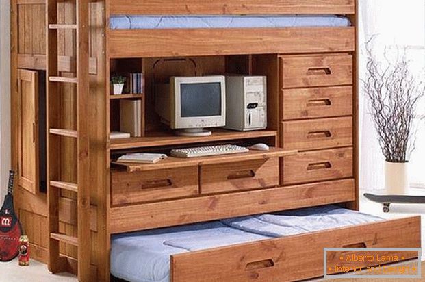 Bunk bed with cabinet