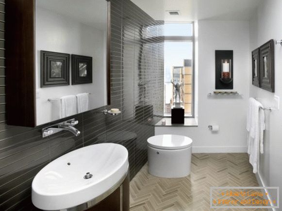 Modern bathroom with black tile