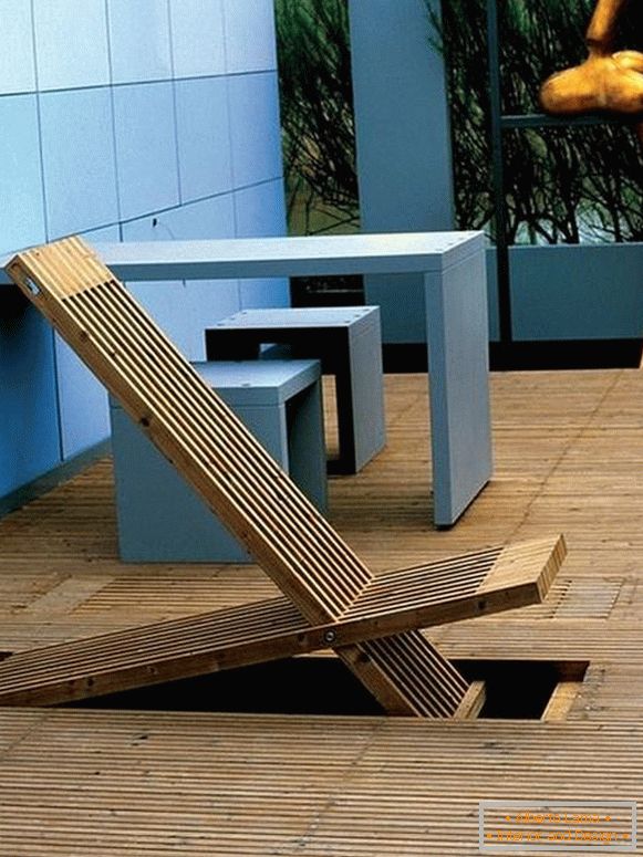 Folding chair in the floor