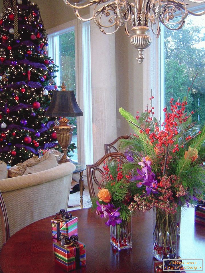 Violet-red decor for Christmas