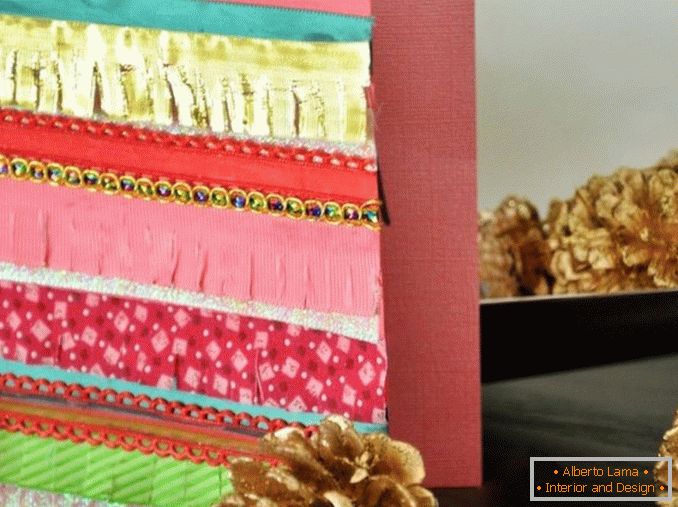 Colorful Christmas card from fabric