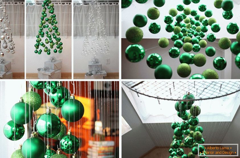 Decoration of a Christmas tree with Christmas balls