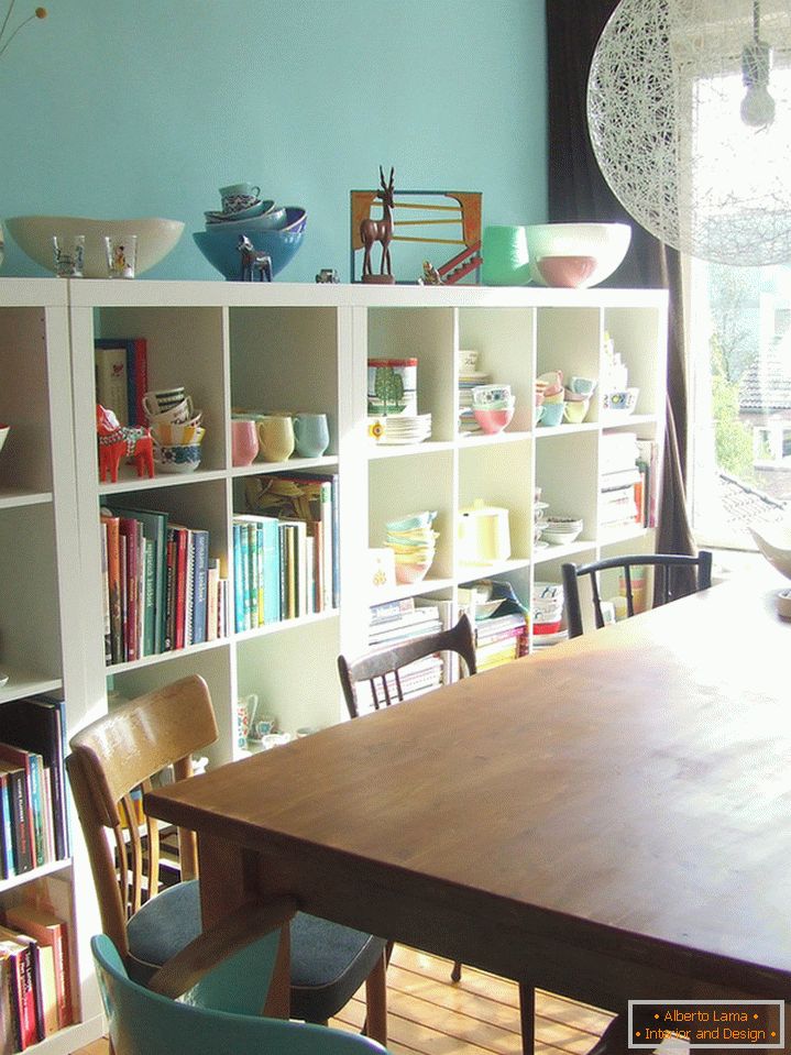 Large shelving in the dining room