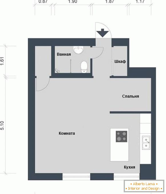 Layout of the apartment 42 square meters. m.