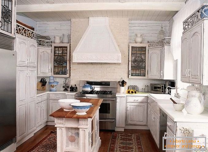 Small Provence style kitchen with island