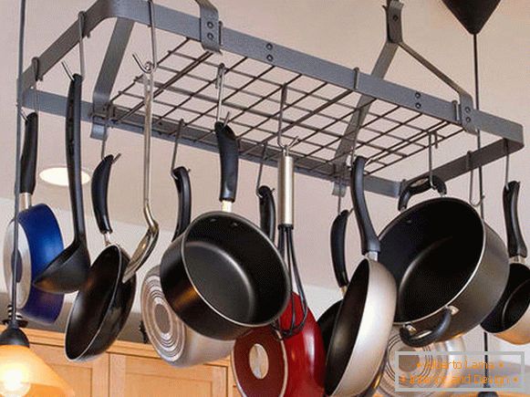 Pots and pans under the ceiling