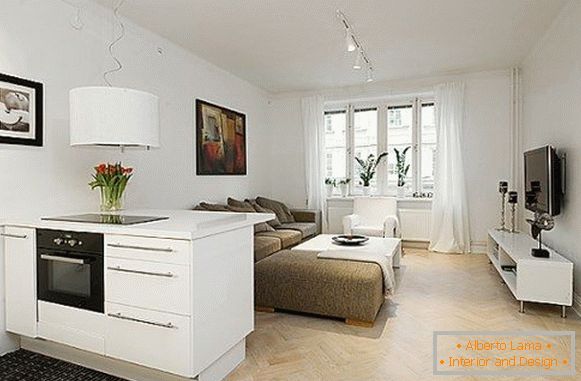 Stylish studio apartment in white color