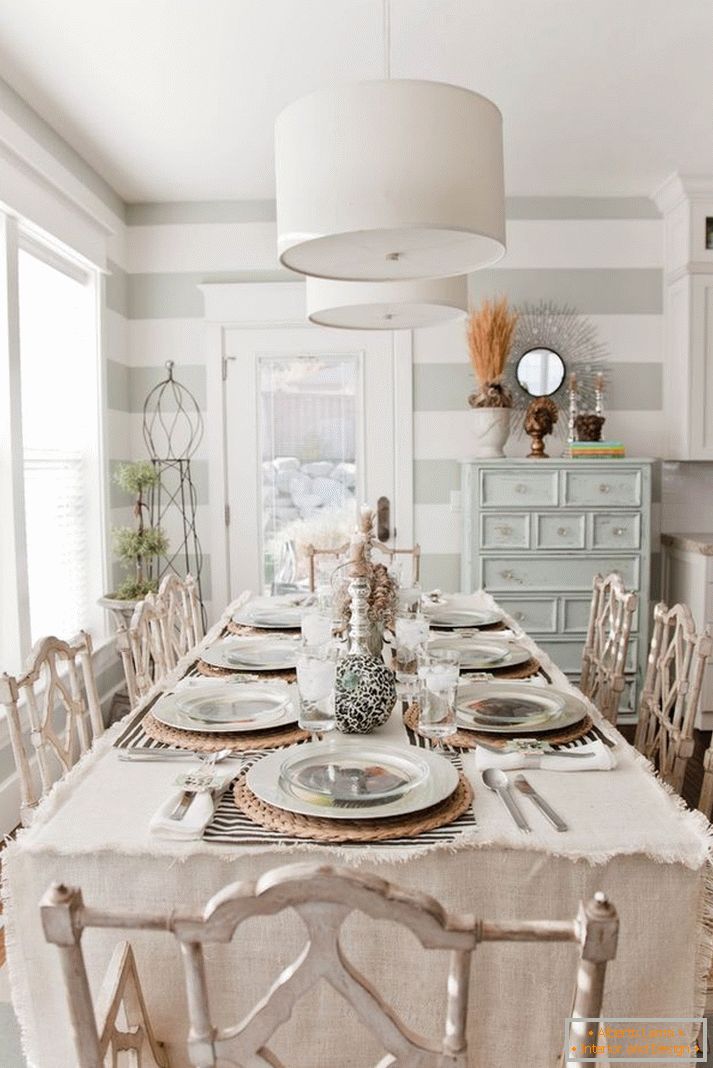 Large white lamps will decorate your dining room