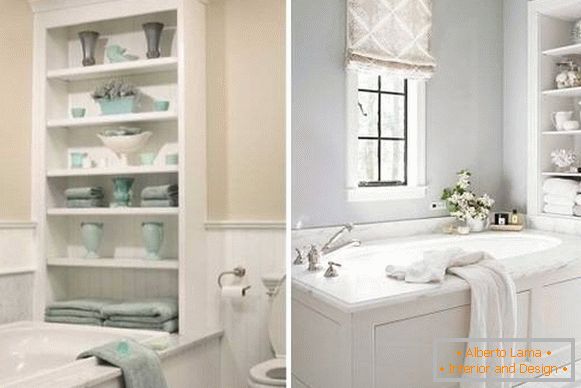 Stylish high shelves for the bathroom