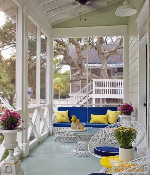 Veranda with beautiful and bright furniture