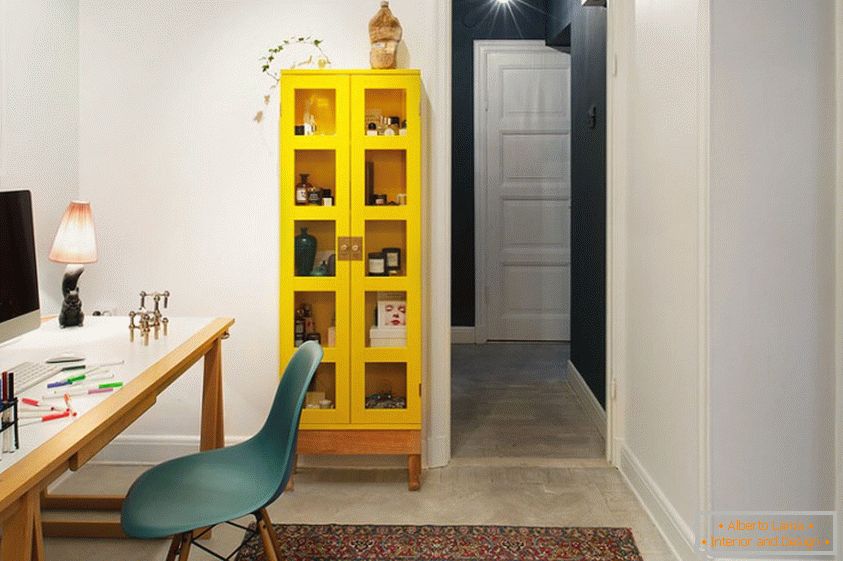 Bright yellow bookcase will refresh your office