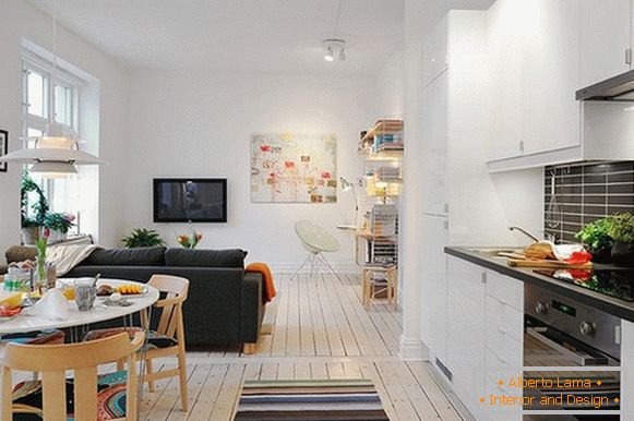 Interior of a small apartment with elements that give it comfort and attraction