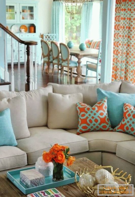 Bright color scheme for the living room