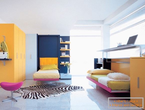 Folding beds in a colorful study