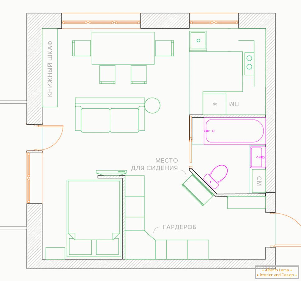 Remodeling a one-room apartment in a studio apartment