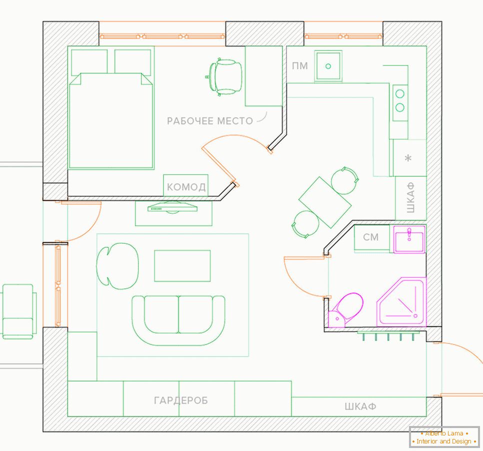 Remodeling a one-room apartment in an apartment with a bedroom