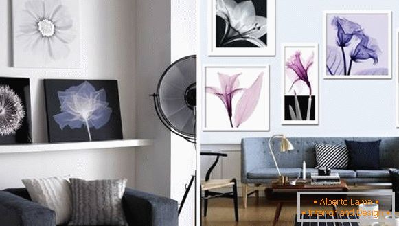 Photo of flowers on the walls in the interior design