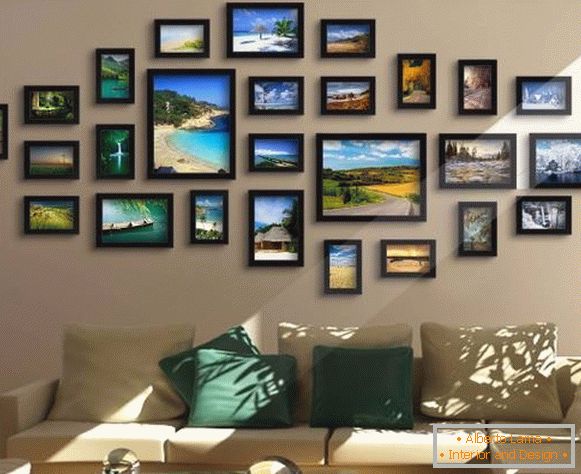 How to hang a photo on the wall - the best ideas, schemes and examples