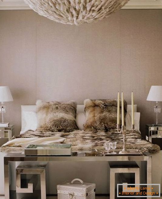 Refined glamorous bedroom with mirrored furniture