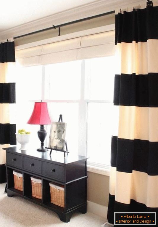 Stylish curtains in the strip for the bedroom