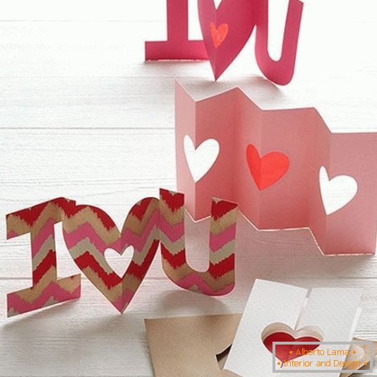 Crafts made of cardboard for Valentine's Day