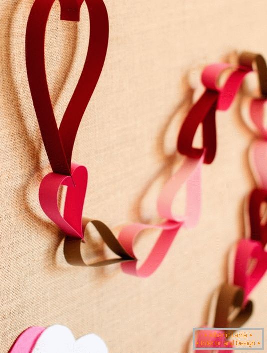 Paper garland as a decoration for Valentine's Day