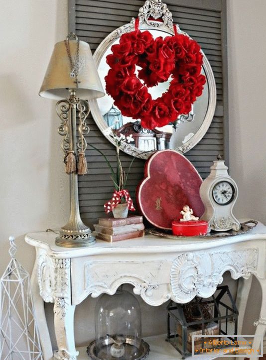 Decoration of a table for Valentine's Day