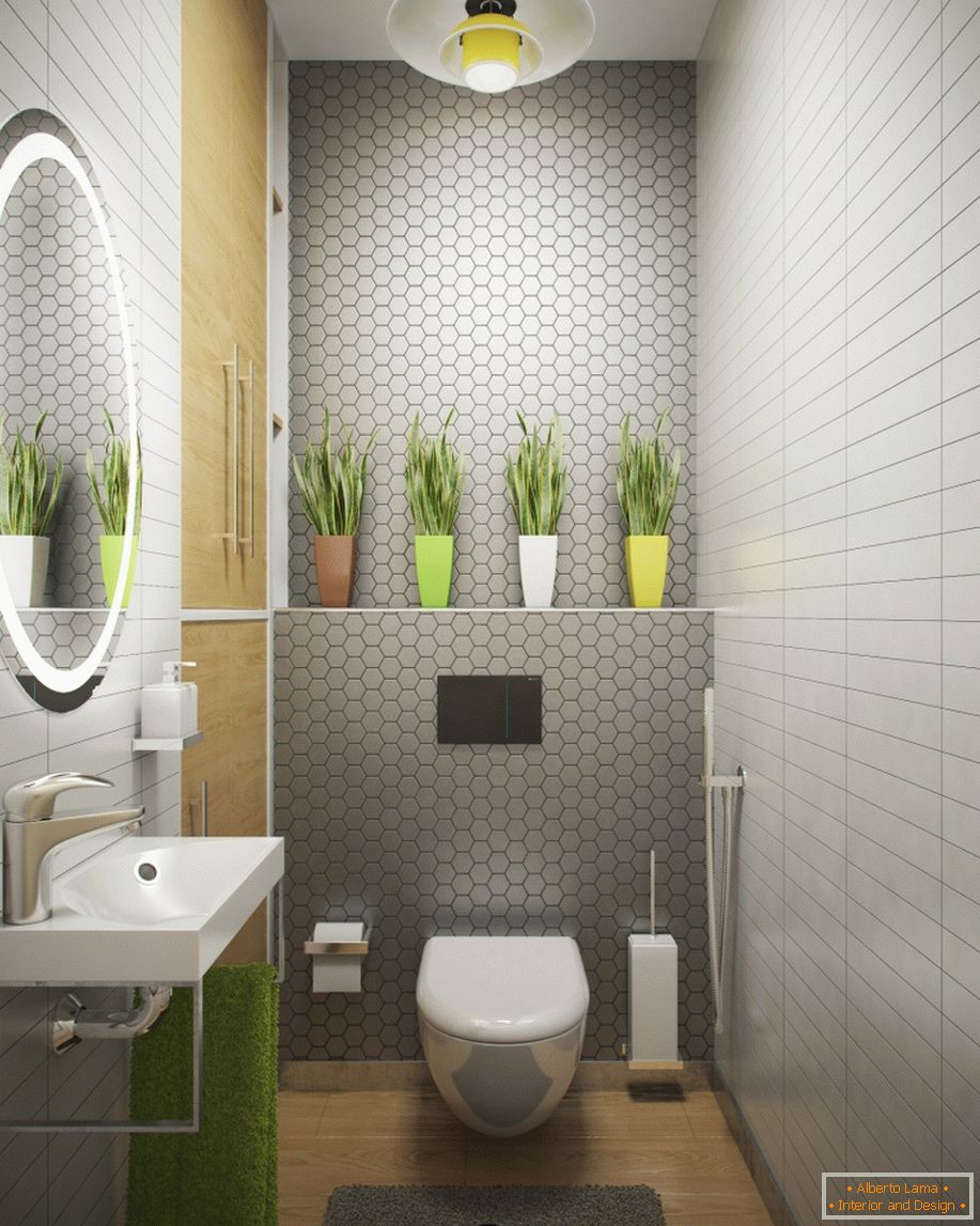 Interior of a small toilet in the apartment