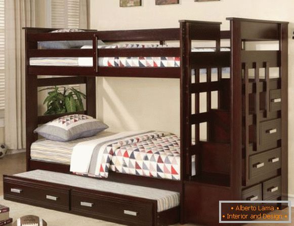Luxurious wooden bed in the nursery