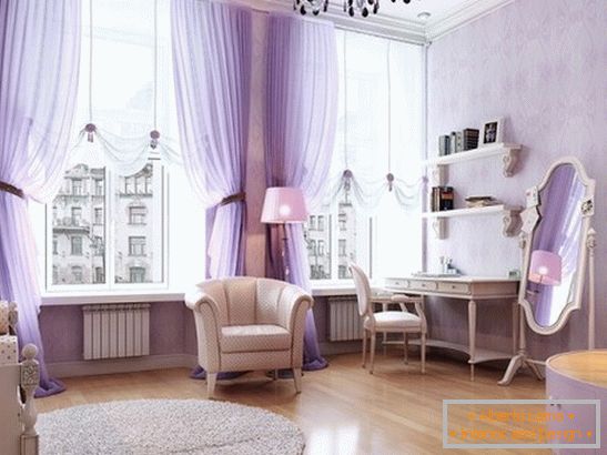 Bedroom in lilac color
