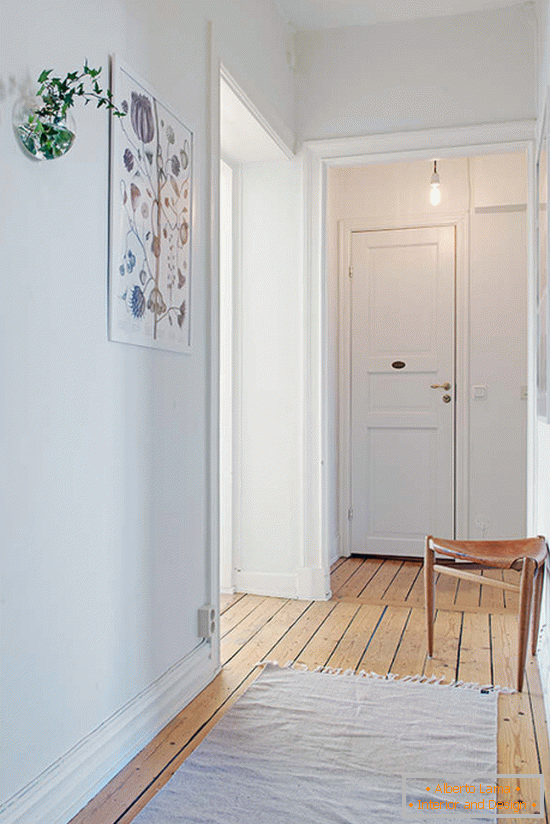 Interior of the hallway in Scandinavian style