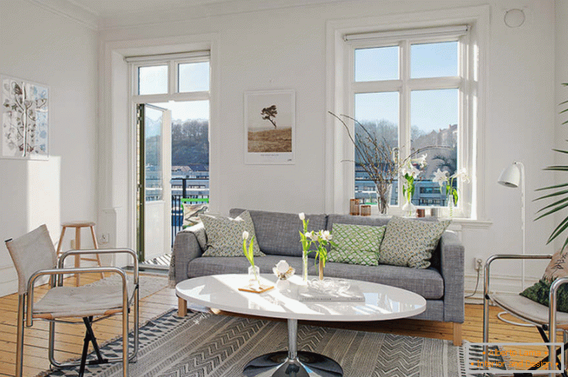 Interior of the living room in Scandinavian style