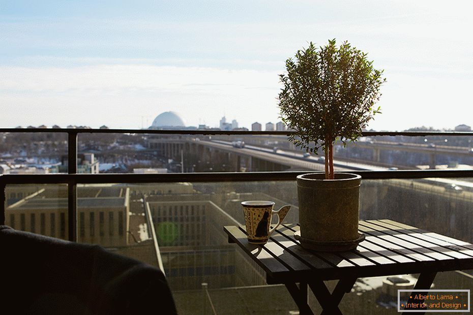 Balcony of a small stylish apartment