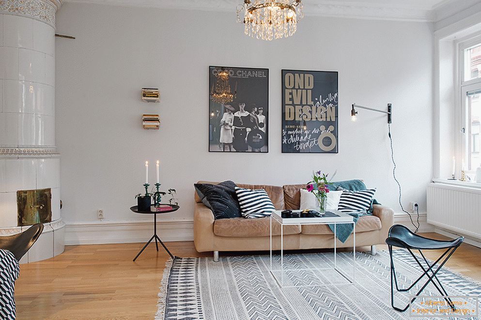 Interior of a two-room apartment in Scandinavian style in Stockholm