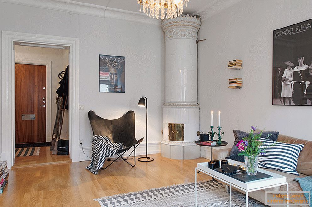 Interior of a two-room apartment in Scandinavian style in Stockholm