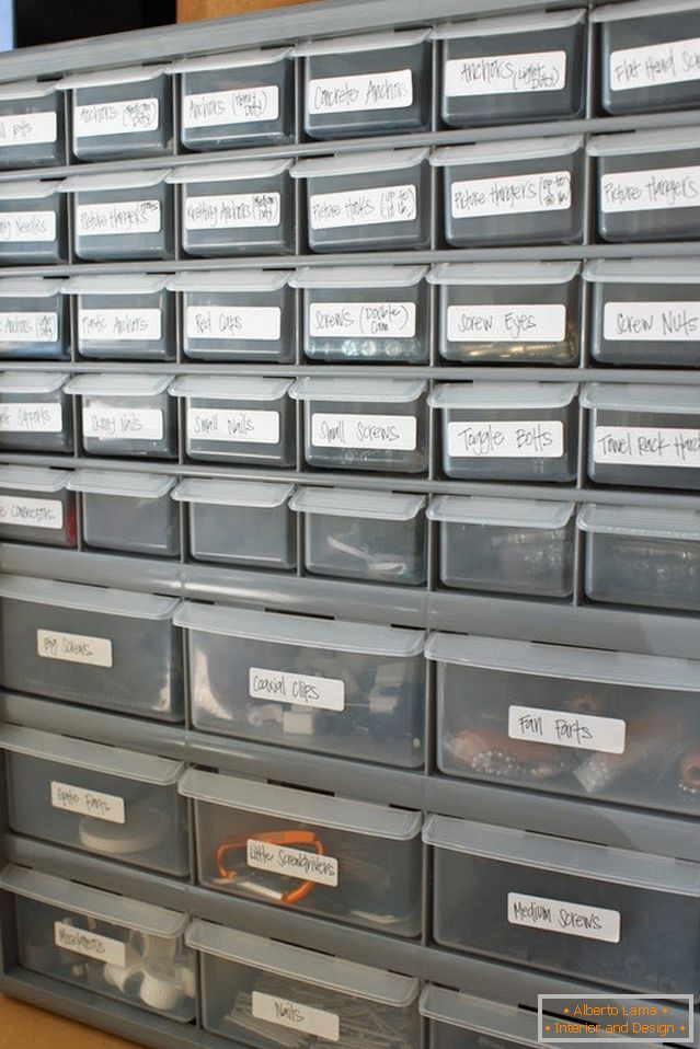 Storage boxes in the garage