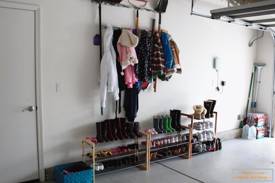 Shelves for shoes in the garage