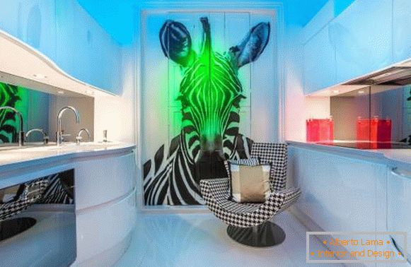 Ultra-modern kitchen with wallpaper with animals