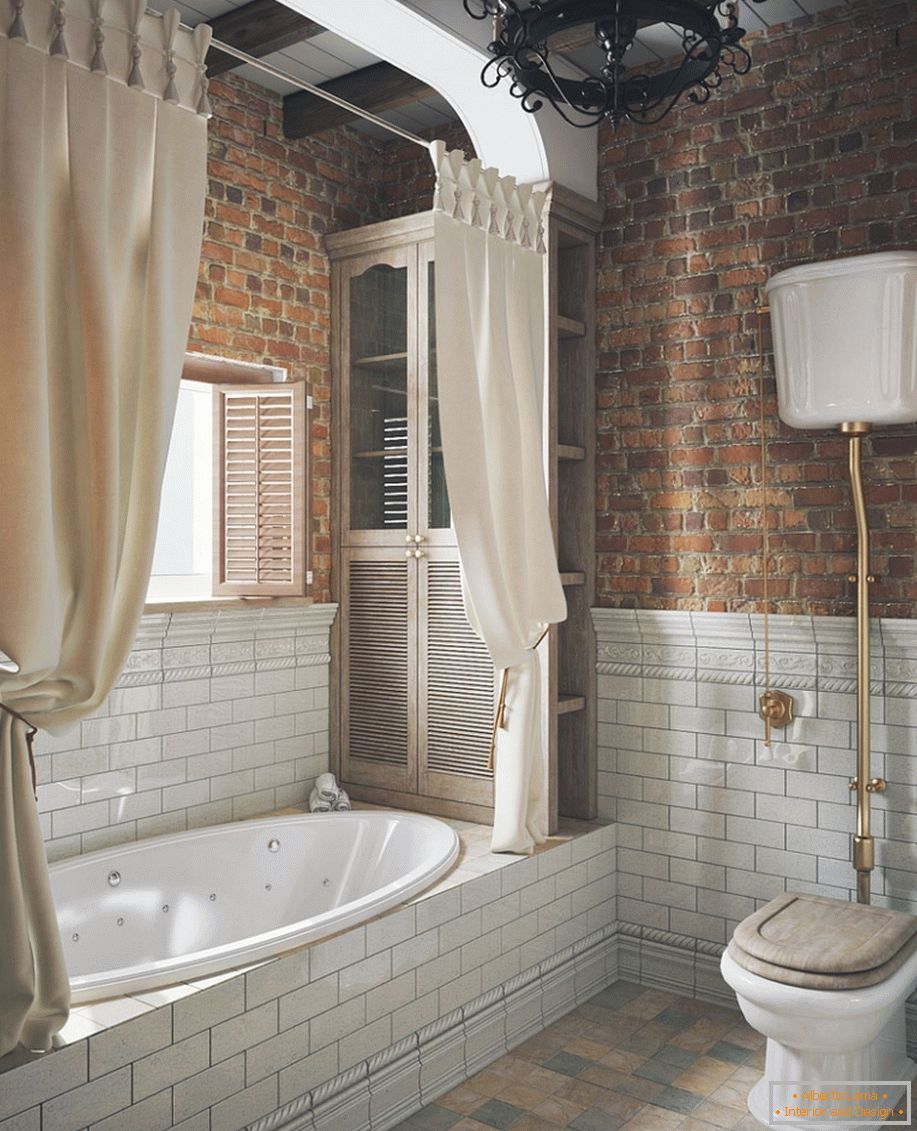 Interior of a small bathroom combined with a toilet