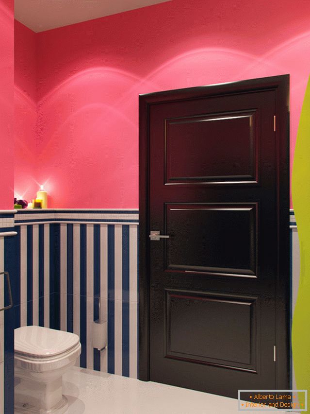 Interior of a small bathroom combined with a toilet