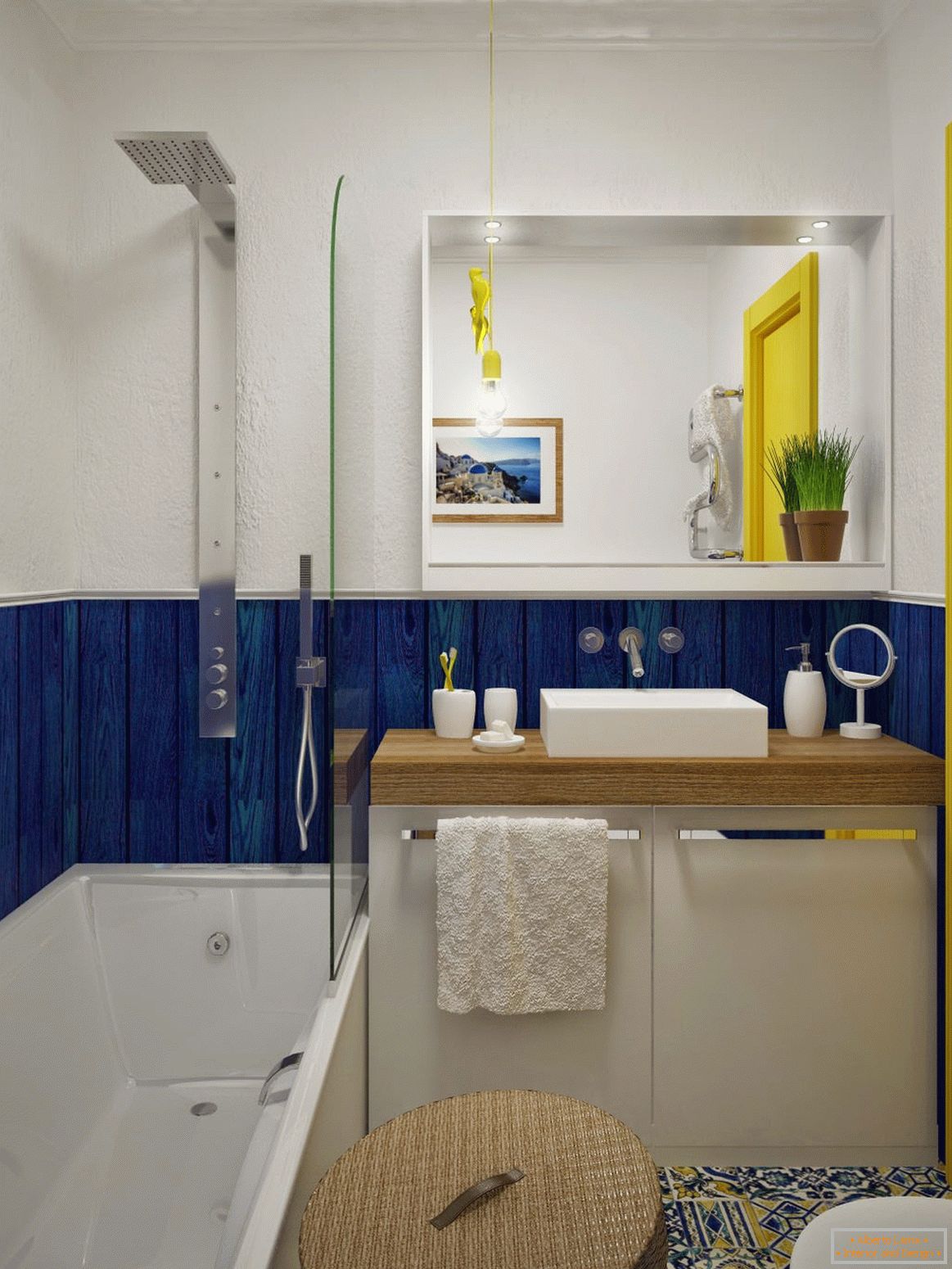 Interior of a small bathroom combined with a toilet