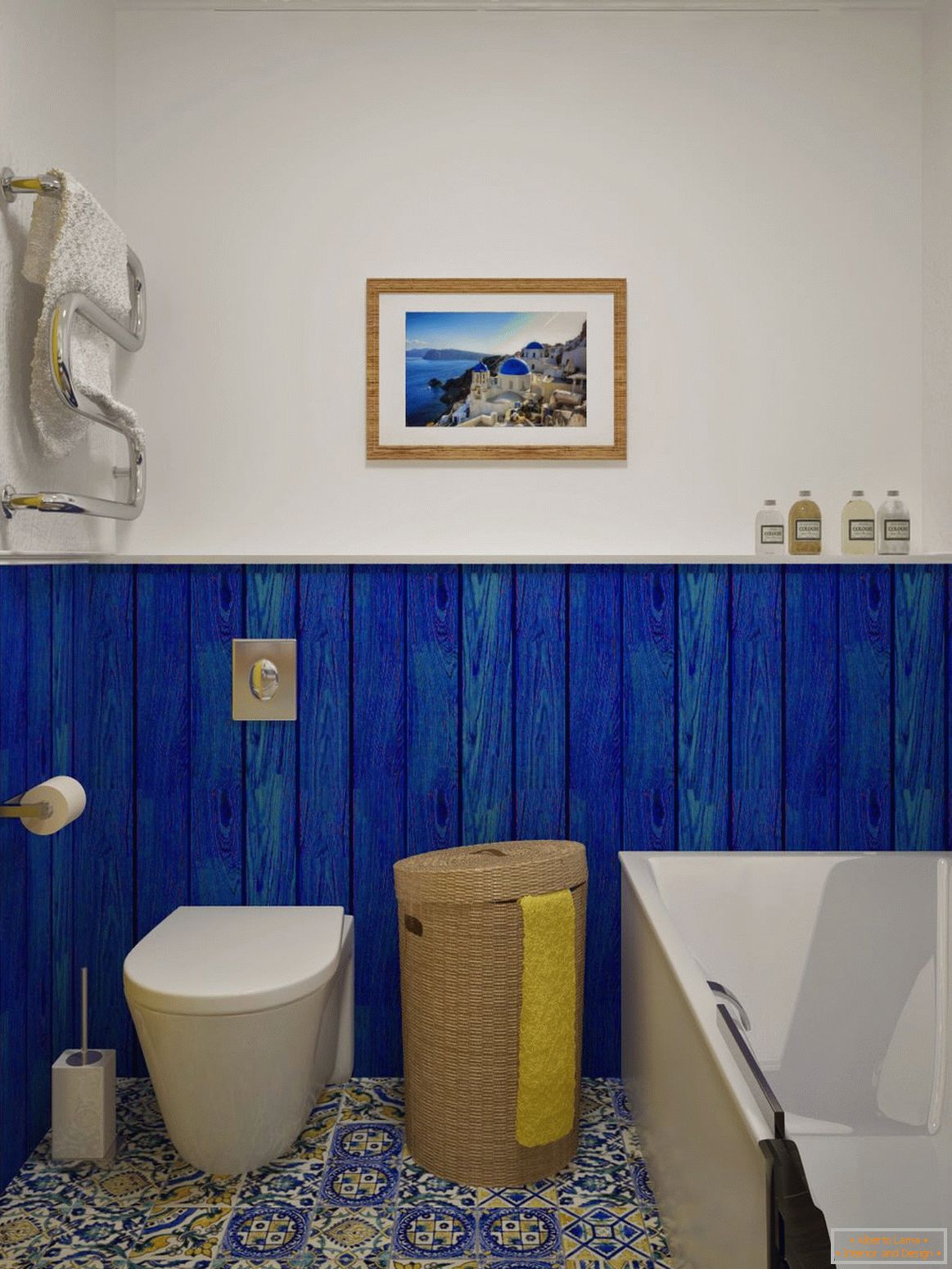 Interior of a small bathroom combined with a toilet