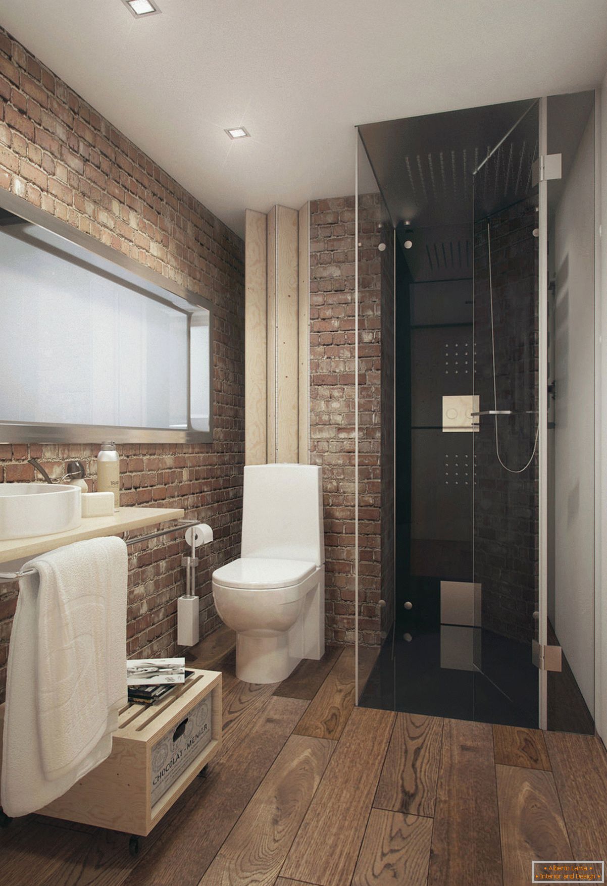 Interior of a small bathroom combined with a toilet