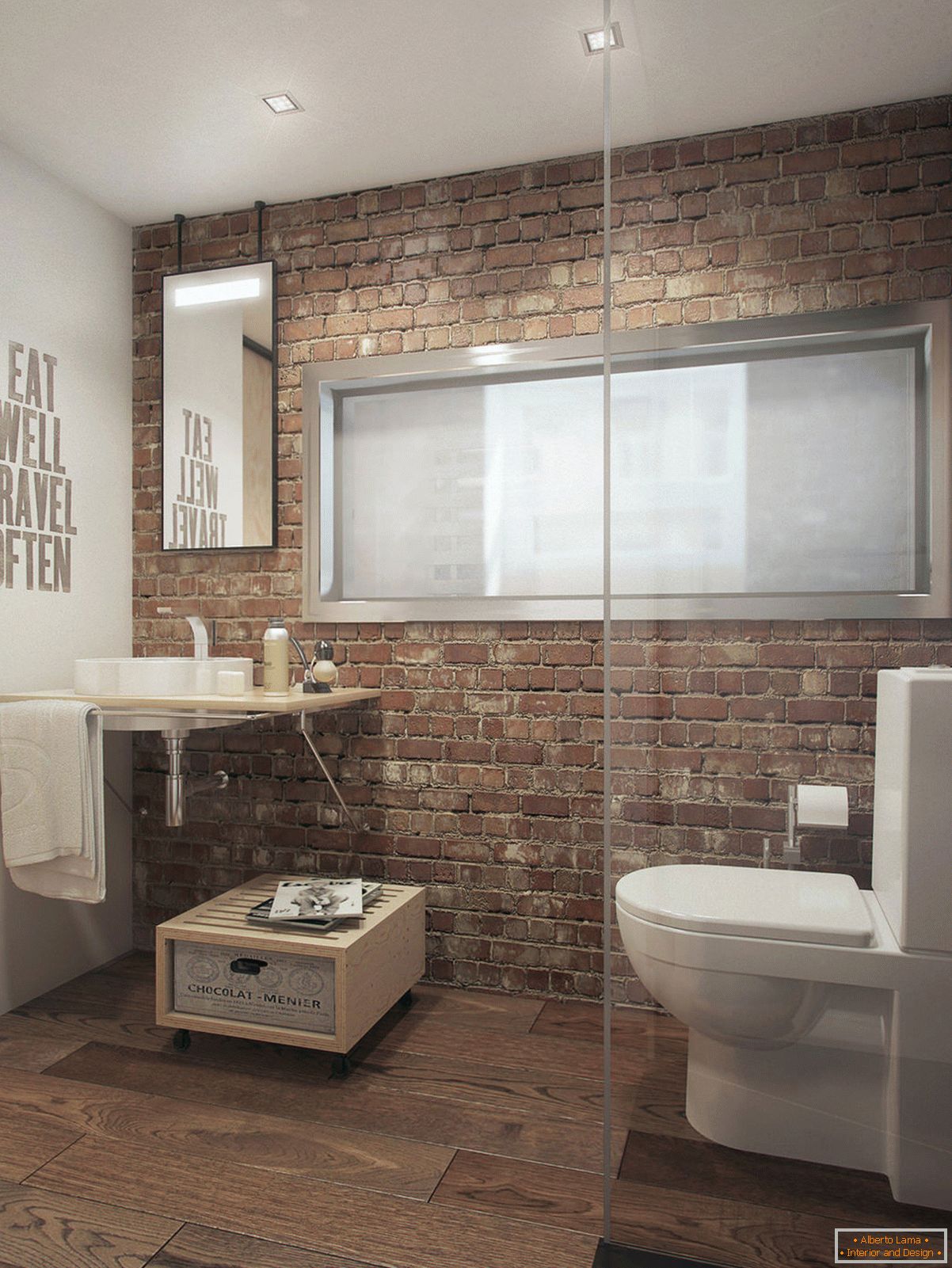 Interior of a small bathroom combined with a toilet