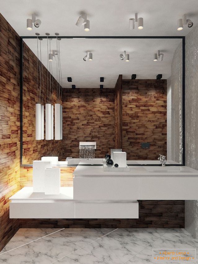 Interior of a small bathroom combined with a toilet