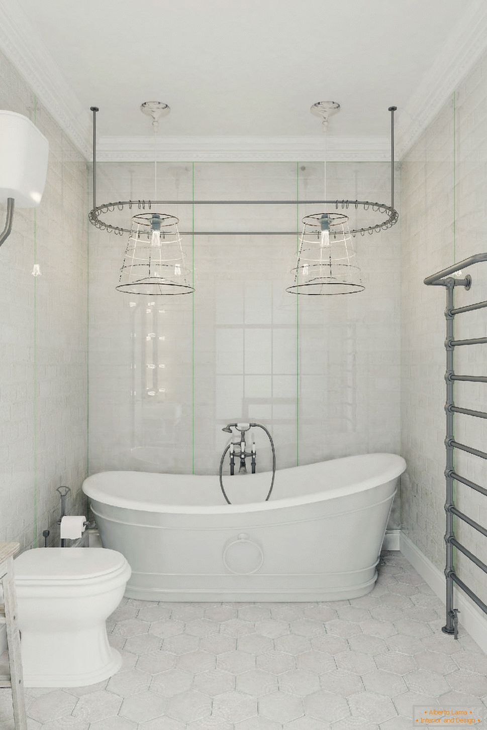 Interior of a small bathroom combined with a toilet