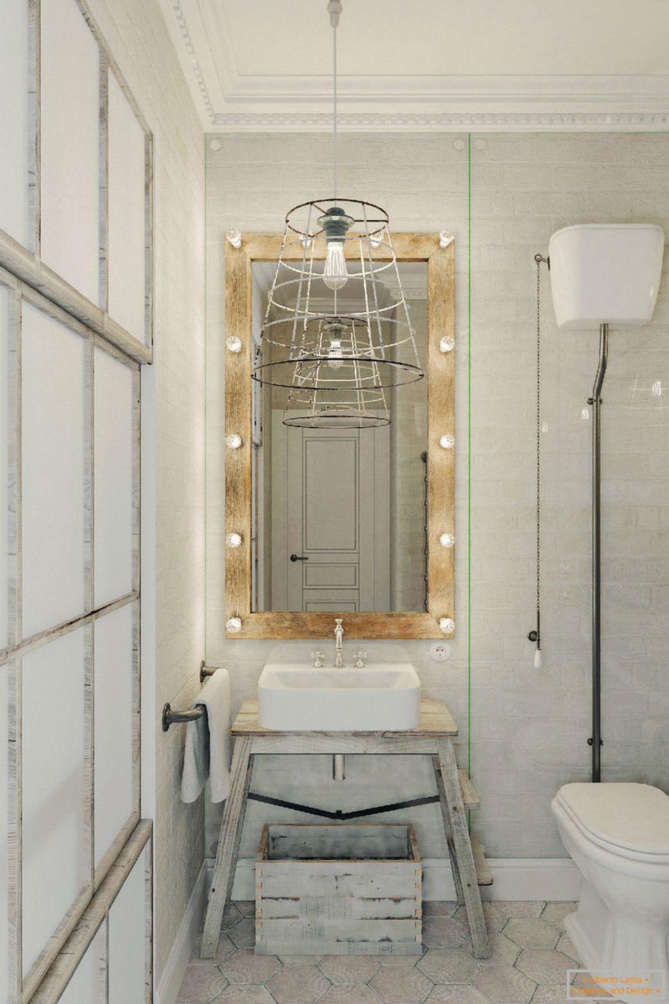 Interior of a small bathroom combined with a toilet