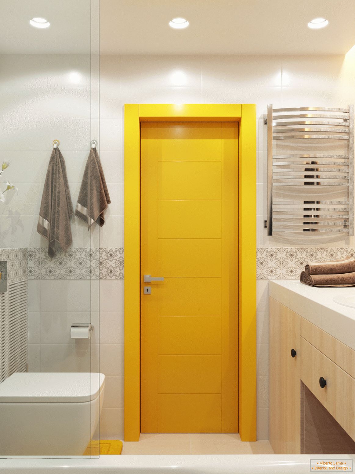 Interior of a small bathroom combined with a toilet