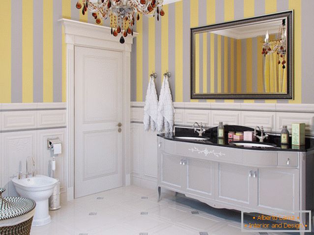 Interior of a small bathroom combined with a toilet